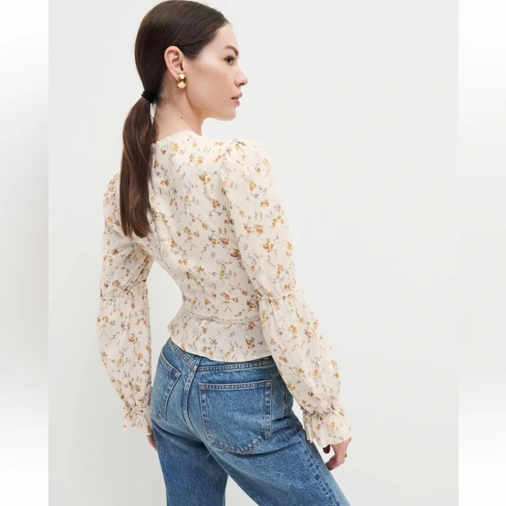 Reformation Meadowlark Long Sleeve Top size 8 - Picture 5 of 13